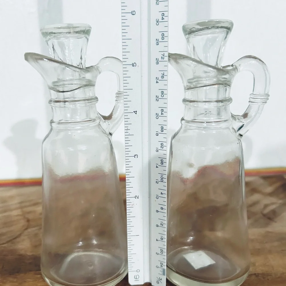 Anchor Hocking Oil Dressing & Vinegar Matching Glass Cruets Pair - Set of 2